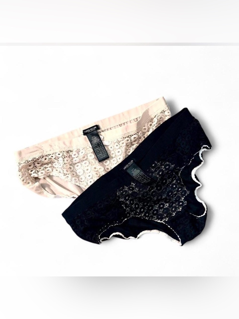Heidi Klum Intimates Lace Bikini Set - Black & Nude Beige Sz S NWOT